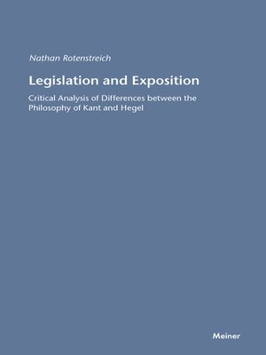 cover image of Legislation and Exposition: Critical Analysis of Differences between the Philosophy of Kant and Hegel.